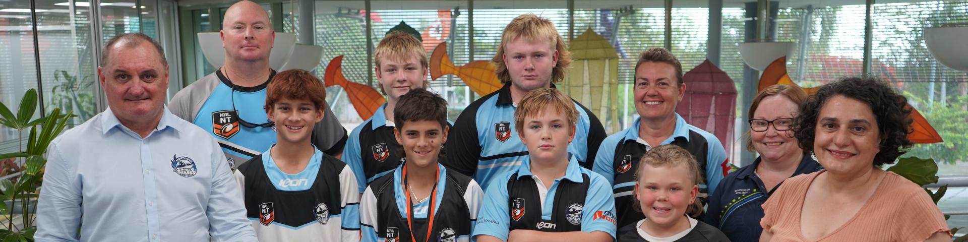 Northern Sharks cheque group photo