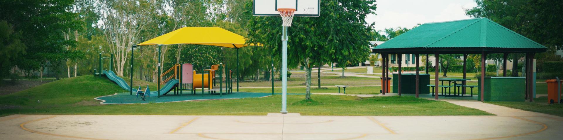 Outdoor basketball half-court
