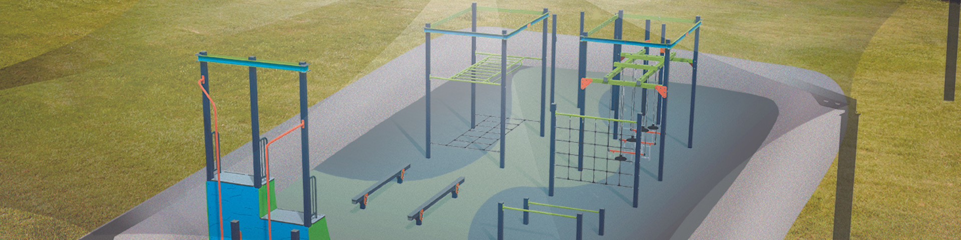 Hobart Park Ninja Obstacle Park Render